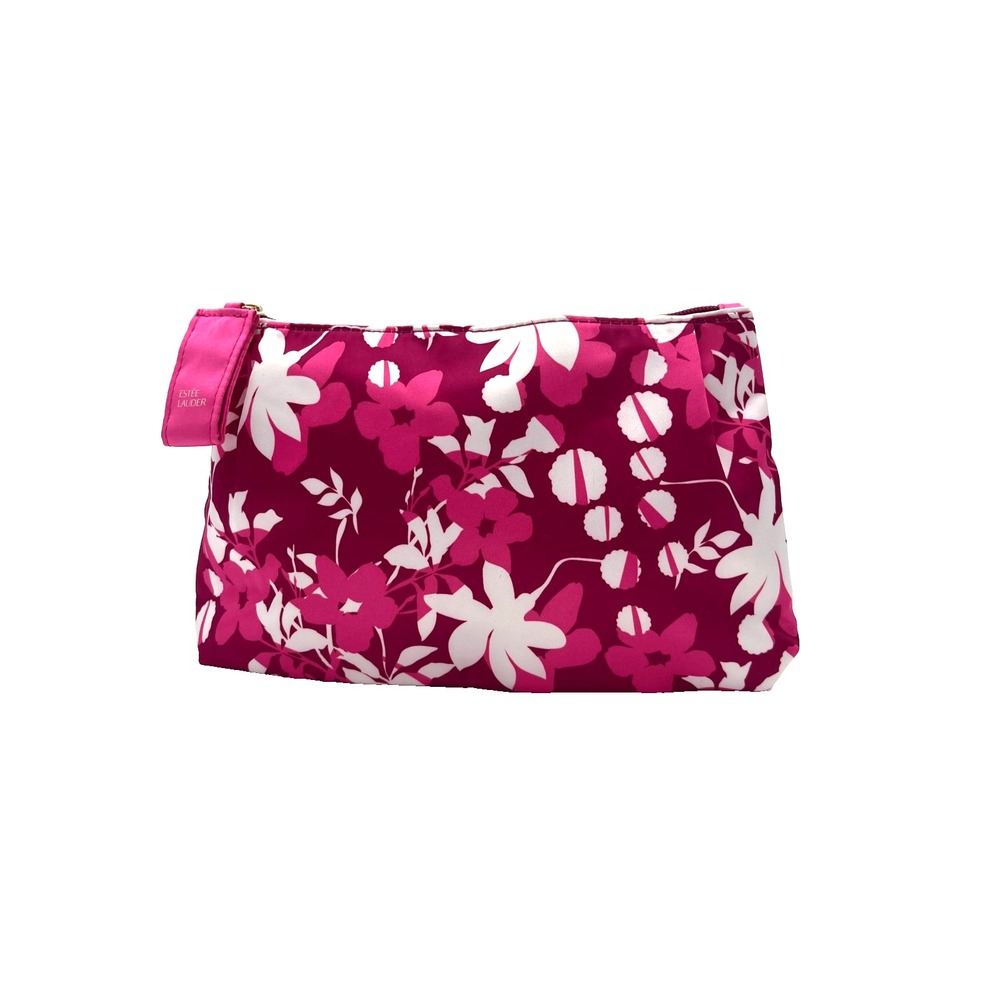 Estee Lauder Cosmetic Travel Makeup Bag Floral‎ Pink and White 10 x 6 x 2